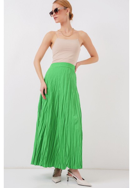 Kadın BDART Astarlı Dokulu Maxi Etek Yeşil fırsatları