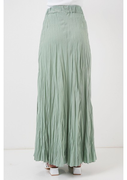 Kadın BDART Astarlı Dokulu Maxi Etek Adaçayı Yeşili