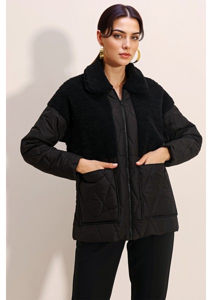Kadın BDART Kalın Kabarık Örme Ceket Black fırsatları