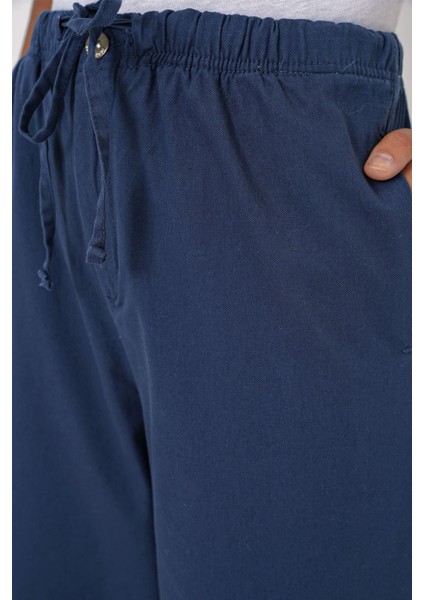Kadın BDART Kemerli Geniş Paça Pamuk Pantolon Blue indirimleri