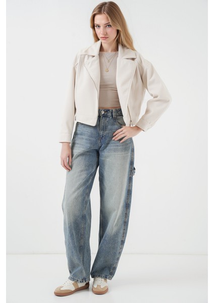 Kadın BDART Kısa Gabardin Ceket, Boxy Klasik Natural fiyatları