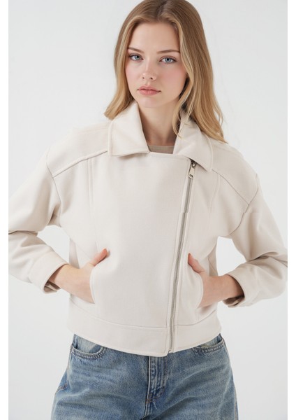 Kadın BDART Kısa Gabardin Ceket, Boxy Klasik Natural modelleri