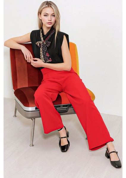 Kadın BDART Kemerli Palazzo Pantolon Kırmızı fiyatları