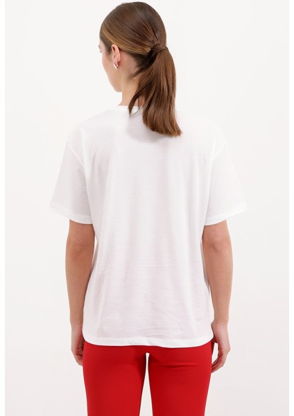 Kadın BDART Baskılı Yuvarlak Yaka Kısa Kollu T-Shirt Gümüş Gri indirimleri