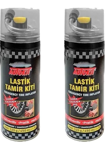 2 Adet Lastik Tamir Köpüğü Sprey Kiti 450 Ml-Acil Lastik Şişirici