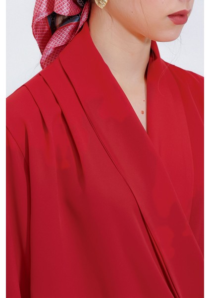 Kadın BDART Şal Yaka Bol Kesim Bluz Red