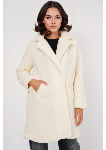 Kadın BDART Şal Yaka Peluş Oversize Sahte Kürk Ceket Fildişi Doğal fiyatları