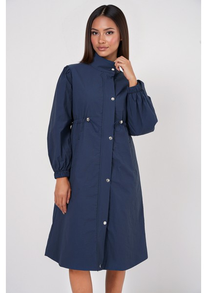 Kadın BDART Uzun Astarlı Trençkot, Düşük Yaka Lacivert fiyatları
