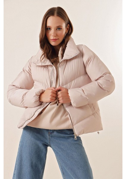 Kadın BDART Kalın Fermuarlı Şişme Ceket Natural fiyatları
