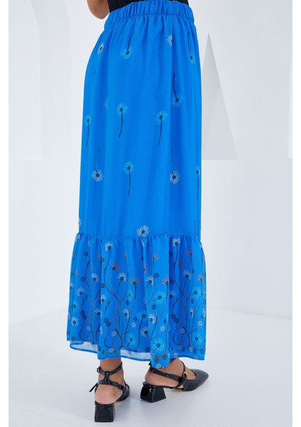 Kadın BDART Çiçek Desenli Maxi Etek Blue indirimleri