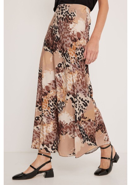 Kadın BDART Astarlı Maxi Saten Etek Brown modelleri