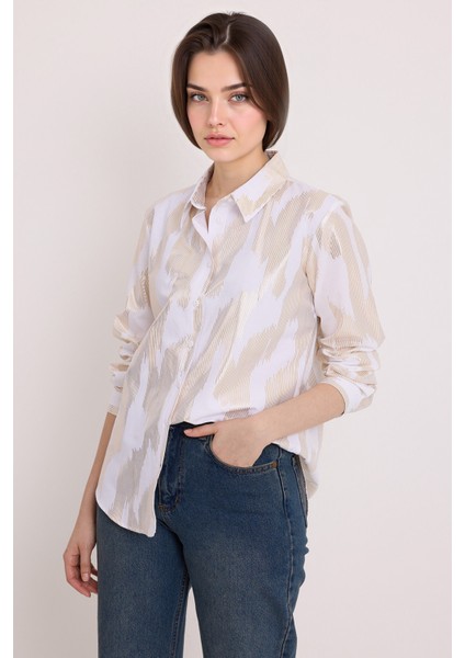 Kadın BDART Pompon Detaylı Baskılı Krepe Gömlek Çok Renkli modelleri