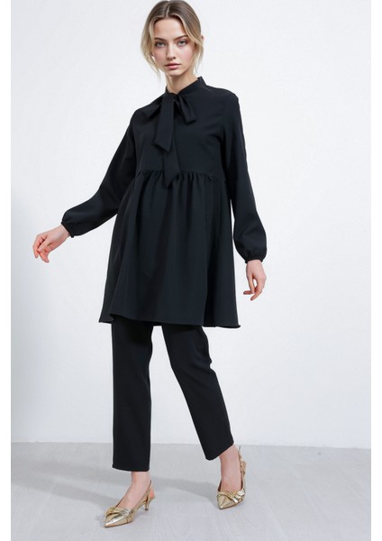 Kadın BDART Uzun Tunik ve Pantolon İkili Set, Gömlek Yaka Black modelleri