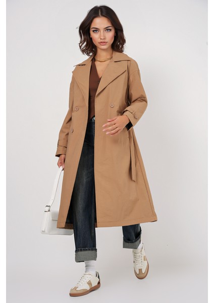 Kadın BDART Çift Düğmeli Uzun Trençkot Deve Kahvesi fiyatları