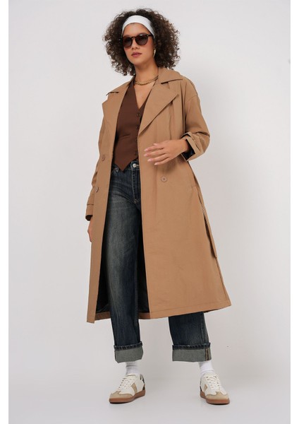 Kadın BDART Çift Düğmeli Uzun Trençkot Deve Kahvesi fırsatları