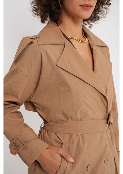 Kadın BDART Çift Düğmeli Uzun Trençkot Deve Kahvesi indirimleri