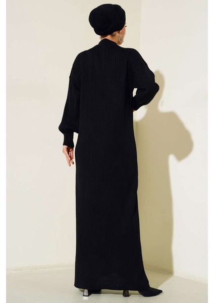 Kadın BDART Yüksek Yaka Ribanalı Triko Elbise Siyah indirimleri