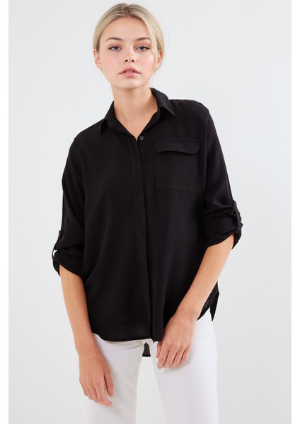 Kadın BDART Cepli Düğmeli Gömlek Black fiyatları
