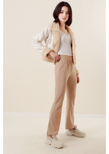 Kadın BDART Normal Bel ve Lastikli Regüler Fit Açık Pantolon Natural fırsatları