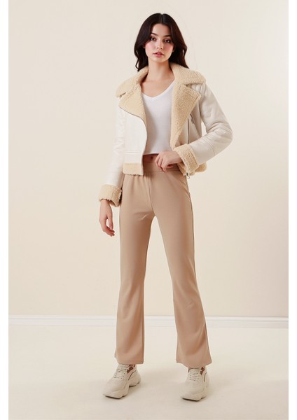 Kadın BDART Normal Bel ve Lastikli Regüler Fit Açık Pantolon Natural indirimleri