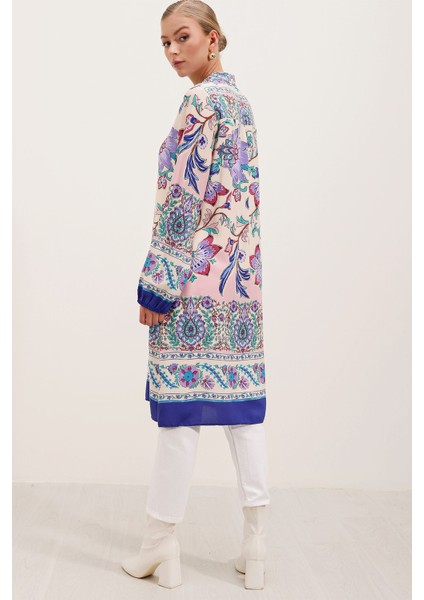 Kadın BDART Gömlek Yaka Nakışlı Midi Elbise Ametist Mor indirimleri