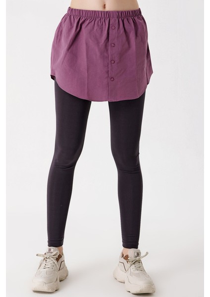 Kadın BDART Butonlu Kapüşonlu Rahat Kesim Crop Hoodie Purple fırsatları