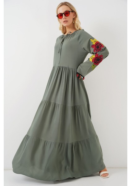 Kadın BDART Viskon Maxi Elbise Green