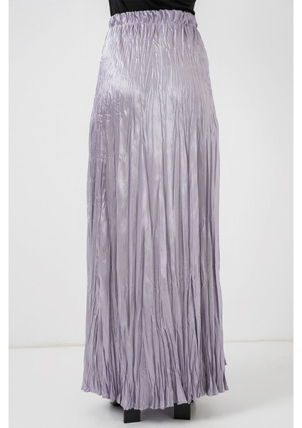 Kadın BDART Astarlı Doku Detaylı Maxi Etek Grey