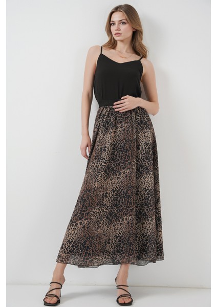 Kadın BDART Astarlı Desenli Maxi Etek Natural fiyatları
