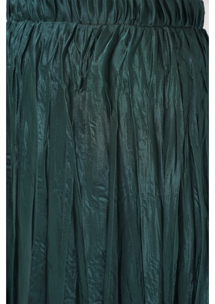 Kadın BDART Astarlı Doku Detaylı Maxi Etek Green indirimleri