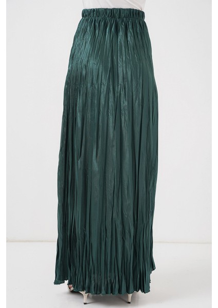 Kadın BDART Astarlı Doku Detaylı Maxi Etek Green