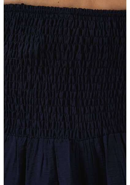 Kadın BDART Kare Yaka Dokulu Midi Elbise Lacivert indirimleri