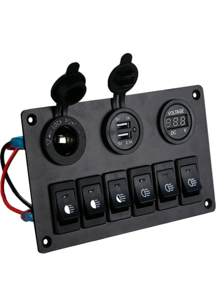 12V-24V LED Dijital Voltmetreli 6 Çeteli Anahtar Paneli, Çift USB Şarj Cihazı, Çakmak Soketi, Karavan, Kamyonet, Tekne, Suv Için (Yurt Dışından)