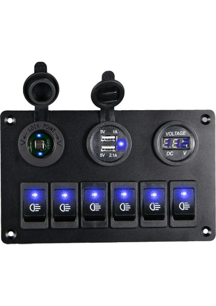 12V-24V LED Dijital Voltmetreli 6 Çeteli Anahtar Paneli, Çift USB Şarj Cihazı, Çakmak Soketi, Karavan, Kamyonet, Tekne, Suv Için (Yurt Dışından) fiyatları