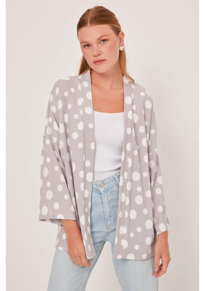 Kadın BDART Dokulu Rahat Fit Şal Yaka Kimono Grey fiyatları
