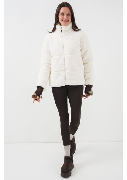 Kadın BDART Kalın Peluş Yapay Kürk Ceket Yaka Manto White modelleri