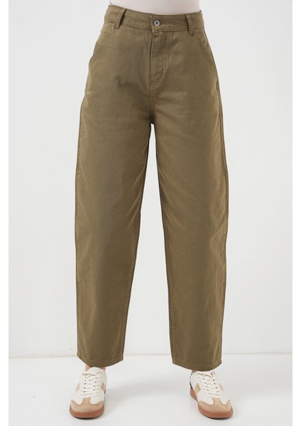 Kadın BDART Yüksek Bel Bol Kesim Düz Paça Denim Jean Green fırsatları