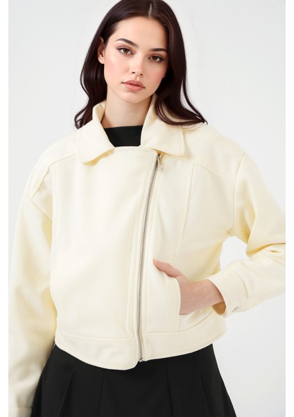 Kadın BDART Kısa Gabardin Ceket, Boxy Klasik Natural fırsatları