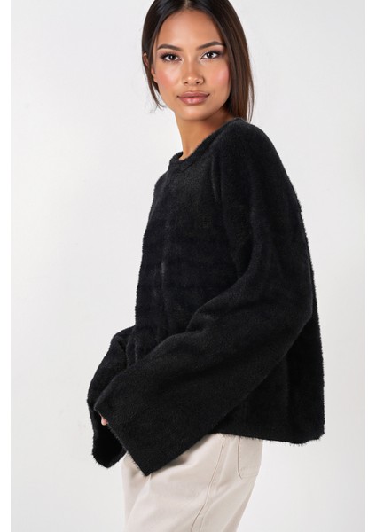 Kadın BDART Rahat Kesim Ribana Triko Kazak Siyah fırsatları