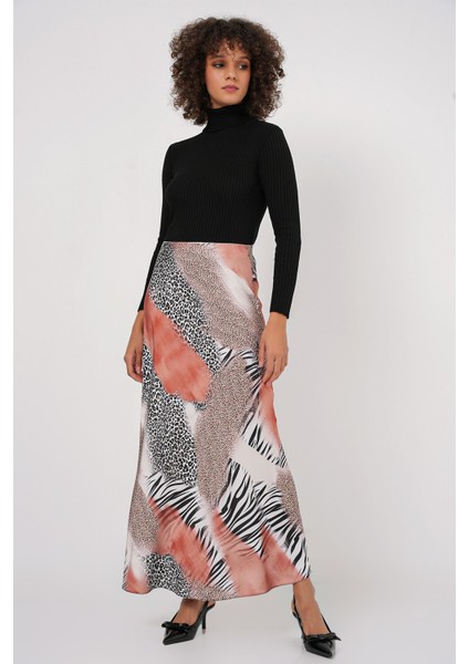 Kadın BDART Astarlı Maxi Saten Etek Parlak Turuncu