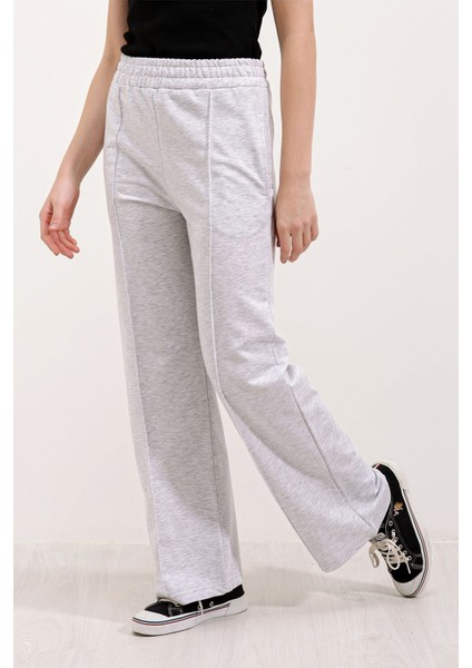 Kadın BDART Cebli Rahat Geniş Bacak Eşofman Gri