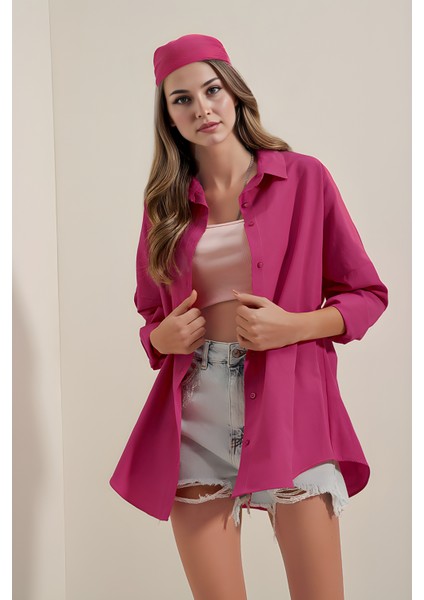 Kadın BDART Büyük Beden Düğmeli Uzun Kol Gömlek Pink modelleri