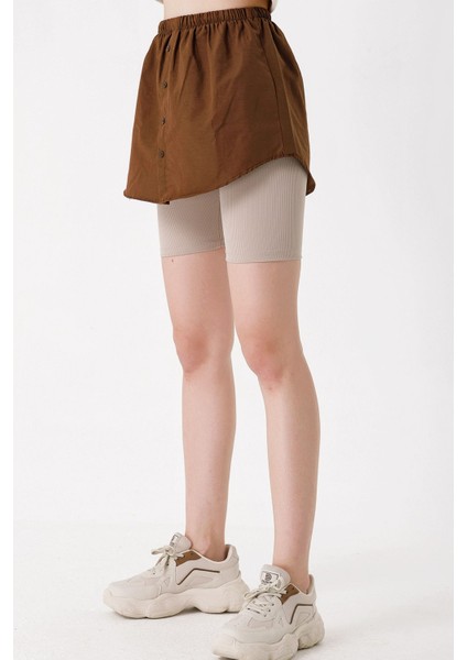 Kadın BDART Butonlu Kapüşonlu Rahat Kesim Crop Hoodie Brown modelleri