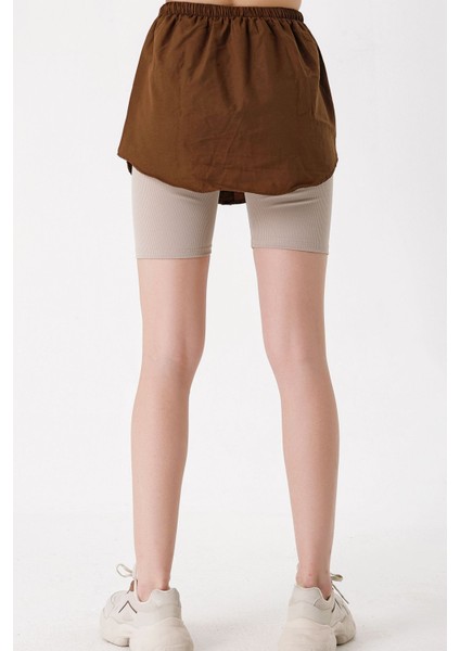 Kadın BDART Butonlu Kapüşonlu Rahat Kesim Crop Hoodie Brown fırsatları