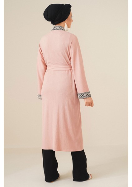Kadın BDART Şal Yaka İşlemeli Uzun Kimono Pink modelleri