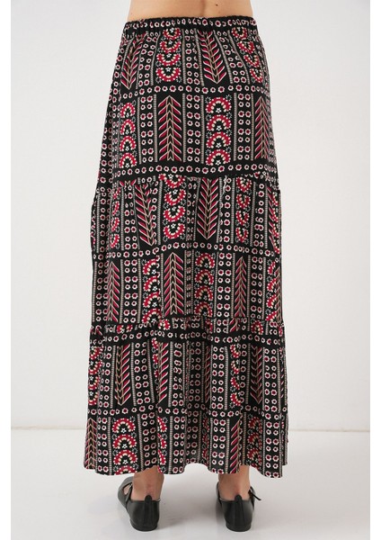 Kadın BDART Desenli Maxi Etek Black