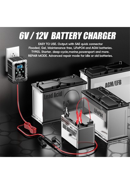 6V 12V 1.5A Akıllı Araba Akü Bakım Cihazı Akü Şarj Cihazı Rv Araba Kamyon Motosiklet Hızlı Şarj Cihazı Ab Fişi (Yurt Dışından) indirimleri