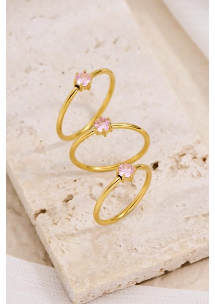 Çelik Yuvarlak Zirkon Taşlı Minimal Eklem Yüzük Seti 3 Adet fiyatları