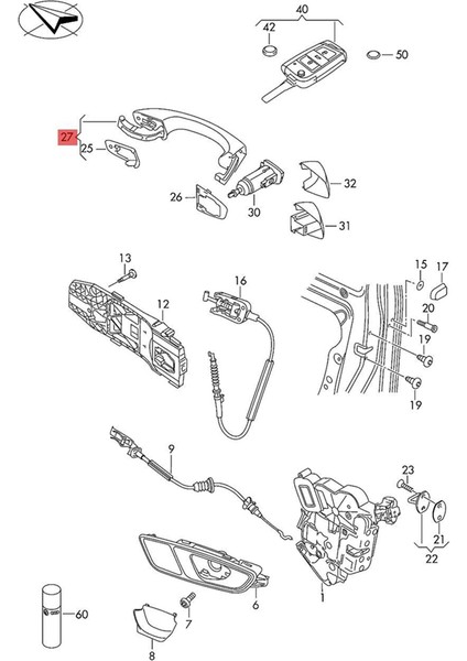 Golf Için 2 Adet Ön Sol ve Sağ Dış Kapı Kolu Kessy 5G0837205Q 5G0837206Q (Yurt Dışından) fiyatları