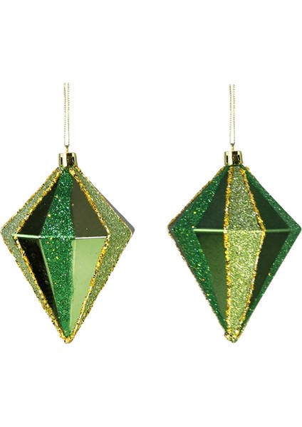 Yılbaşı Süsü 2'li Fırıldak Top Yeşil 12 cm